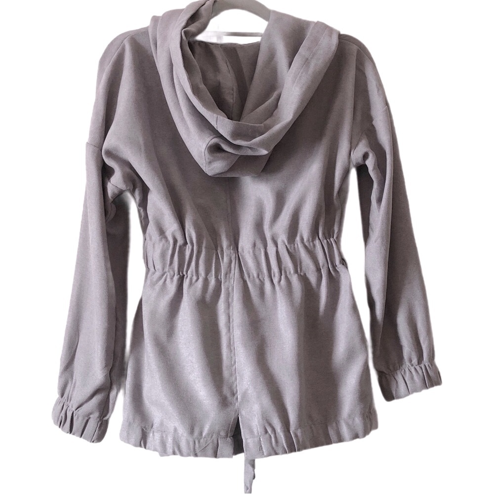 FAVLUX Hoodie Jacket Couture Open Front Relaxed Hood Stylish Boho Gray